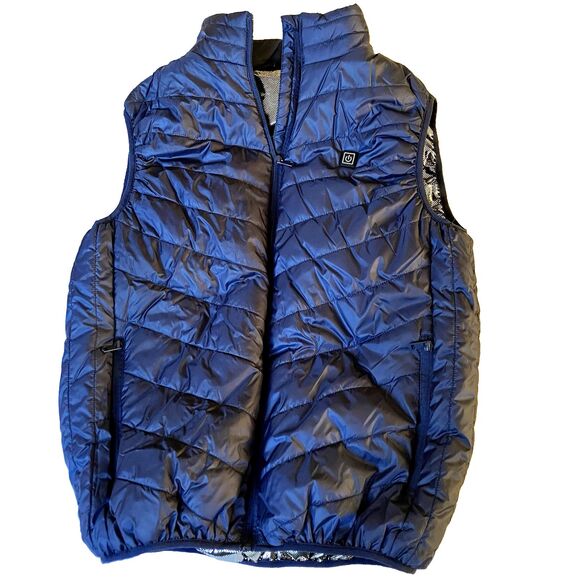 Heated Puffer Vest Changeown Sleeveless Blue USB Zip M L Women Ski Snowboard - Picture 1 of 16